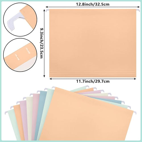 24 Hanging File Folder with Acrylic Organizer for Letter/a4 Size Desktop Clear File Storage Box with Handles for Home Work Office Use(Colorful,Classic)
