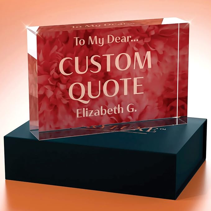 Personalized Gifts, Custom Quote Block Letter Board,Crystal-Clear Acrylic with Gift Box,17 Styles, Holiday and Christmas Gift for Mom, Dad, Girlfriend, Him or Her, Husband, Wife (4"x6", Rosy)