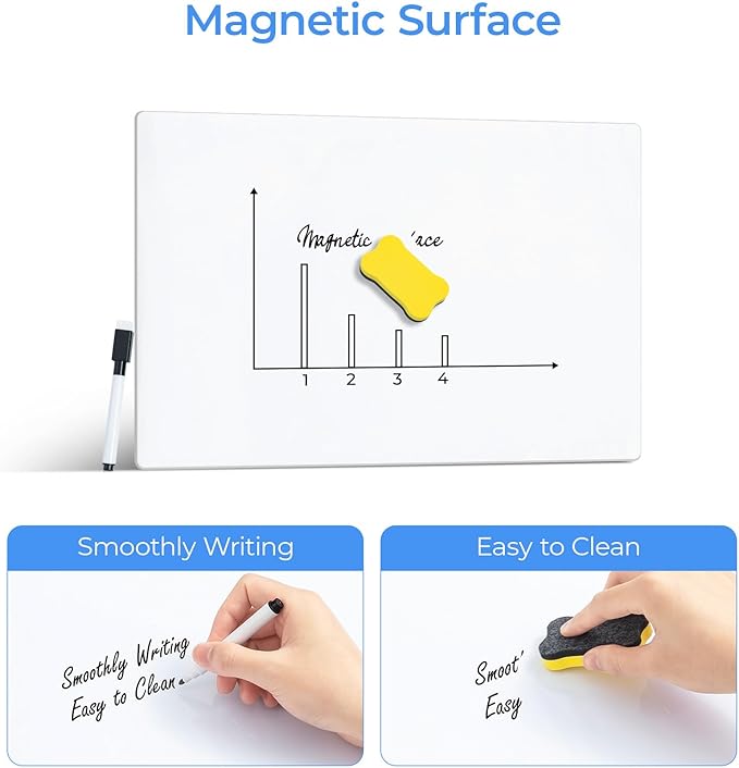 M&G Magnetic Dry Erase Board for Fridge, 16”x 12” Fridge Whiteboard for Kitchen, Refrigerator White Board Set with 6 Markers and Eraser, to Do List, Family Schedule Planning Board
