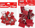 JAM PAPER Colorful Binder Clips Assortment - Medium & Large Size - Red Binderclips - 27 Clips/Pack