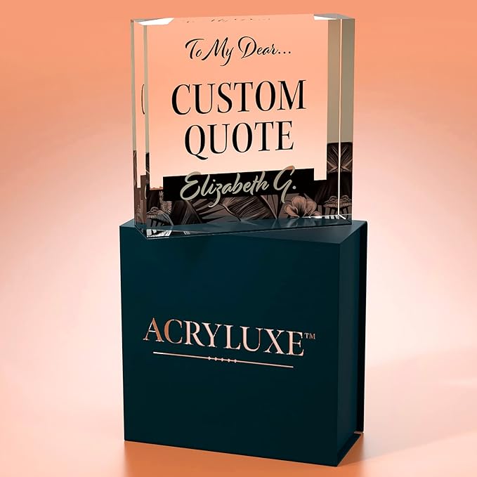 Custom Acrylic Sign Personalized, Custom Desk Name Plate, 18 Styles, (4"x4"), With Gift Box, USA Made by Acryluxe. (Holman)