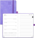POPRUN Weekly Planner 2025-2026 (Pocket Size 4''x 6.25'') Academic Calendar (JUL.25 - JUN.26) Appointment Book with Monthly Tabs, Leather Soft Cover, Inner Pocket, 100 GSM - Lilac