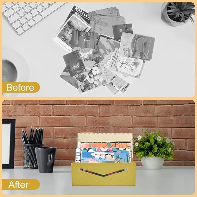 Picowe Metal Desk Mail Organizer Mail Holder, 3 Slots Letter Holder Organizer Envelope Organizer for Home Office (Gold)