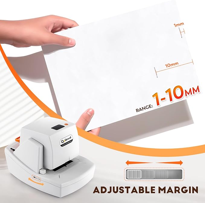 CGOLDENWALL Automatic Heavy Duty Electric Stapler, 70-75 Sheets Capacity, with 6000 Staples, Flat Clinch Jam Free, Speed & Margin Adjustable, 5000 Staples Large Cartridge