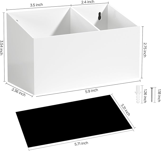 HBlife Magnetic Dry Erase Marker Holder for Whiteboard with 2 Compartments, Acrylic Wall Mount Magnet Pen Pencil Holder for Refrigerator, Locker Organizer Accessories for Classroom Office, White