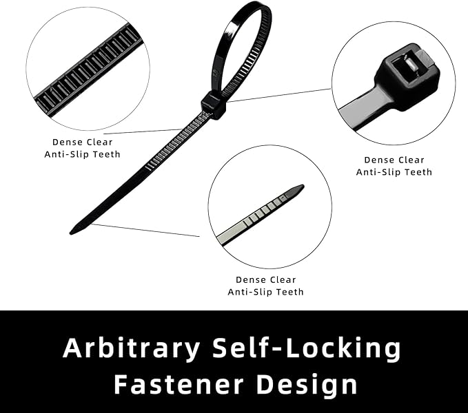 Cable Zip Ties, 250PCS Multi-Purpose Nylon Zip Ties, 4 Inch Self Locking Cable Ties,Self-Locking Wire Ties used for home, garden, garage,indoor and outdoor.Black Cable Ties