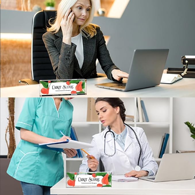 Personalized Name Plate for Desk, Custom Office Decor, Work Gift, Coworker Gift, Desk Nameplate, Desk Sign, Office Gift, Promotion Gift (Orange Calla Lily)