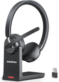 Wireless Headset with Mic for Work, Bluetooth 5.3 Headset with AI Noise Cancelling Microphone & Call Reminder, Wireless Headphone with Voice Assistant for PC/Computer/Remote Work/Call Center/Zoom