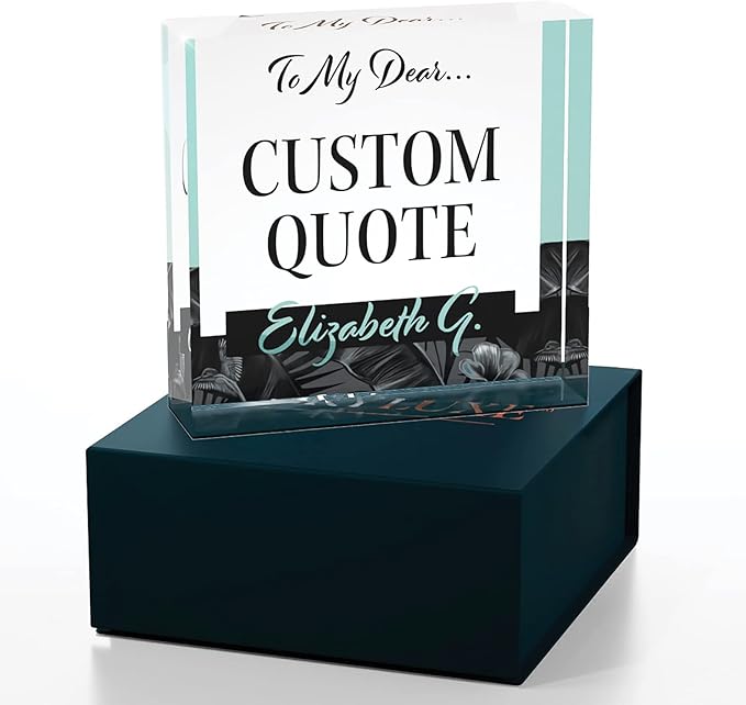 Custom Acrylic Sign Personalized, Custom Desk Name Plate, 18 Styles, (4"x4"), With Gift Box, USA Made by Acryluxe. (Holman)