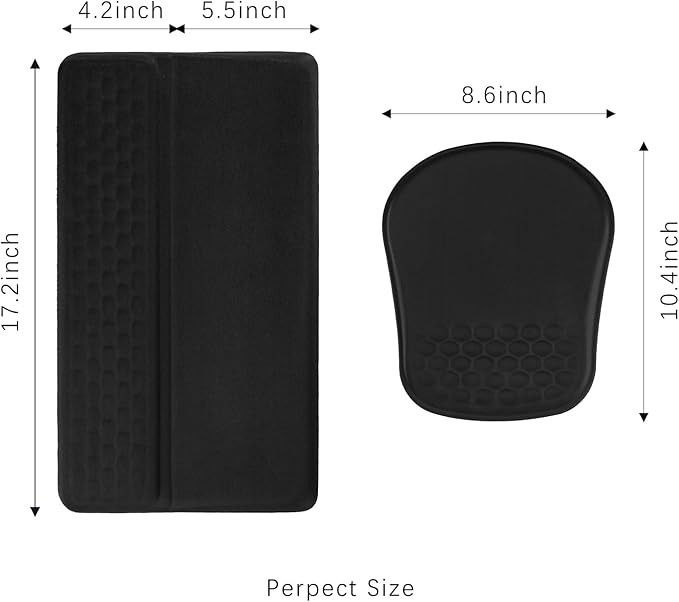 Keyboard Wrist Rest -Ergonomic Ergonomic Mouse Pad and Keyboard Wrist Rest- with Carpal Tunnel Pain Relief Massage Bumps and Full Memory Gel Design - Ideal Frequent Computer (Black)