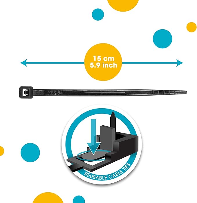 HATSBI. Multipurpose Magnetic Cable Zip Tie Mounts. Black. (20 Pack). 20 Black Cable Zip Ties Included. Cable Holder for Cable Management. Holds Standard Zip Ties/Cable Ties.