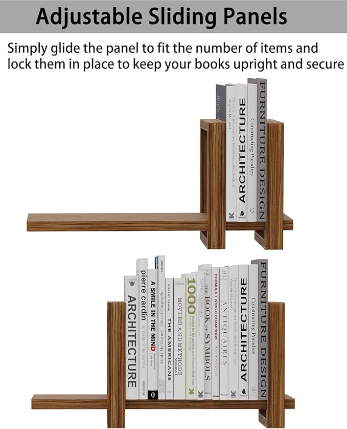 Adjustable Desktop Bookshelf, Retro Tabletop Bookshelf, Desk Shelf for Top of Desk in Living Room, Home, Office, Perfect for Magazine, Books, Cookbooks, No Tools Required to Assemble (Brown)