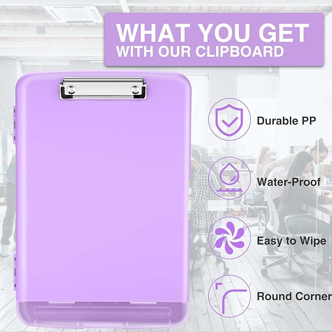 Sooez Clipboard with Storage, High Capacity Nursing Clip Board 8.5 x 11 with Pen Holder & Low Profile Clip, Plastic Clipboards Case Box, Teacher Must Haves School Office Supplies,Letter Size/ A4