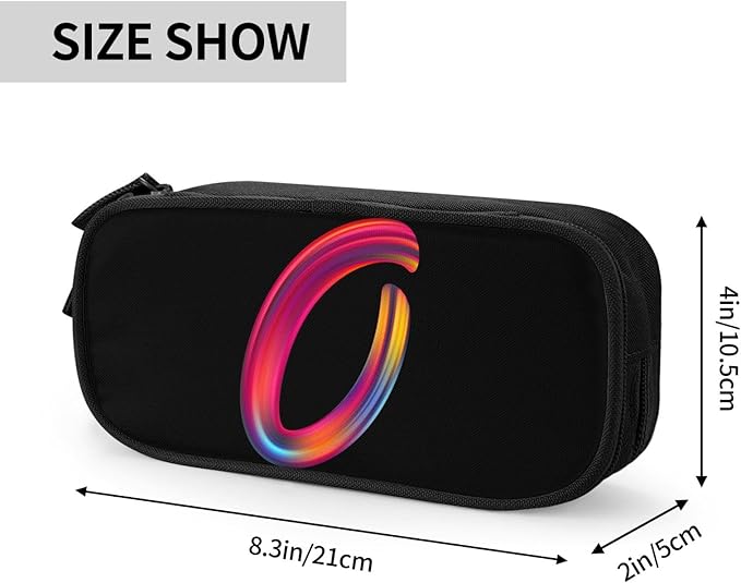 Cute Initial Pencil Case for Kids Students, Large Capacity Pencil Pouch for Boys Girls, Letter Design Pencil Box Pen Bag Office Stationery Organizer, Rainbow Letter O