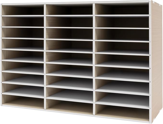 Literature Organizer 27 Slots Compartments Desktop File Sorter Mail Center Paper Storage Cabinet Home & Office Mailbox School Classroom Keepers (Grey)