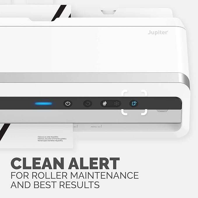Fellowes Jupiter 125 Thermal Laminator Machine with Laminating Pouch Starter Kit, 12.5 inch, 60 Second Warm-Up, White/Black (5746301)