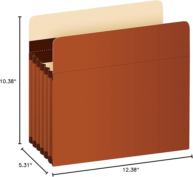 Pendaflex Expanding Accordion File Pockets, Extra Durable, Expands 5.25", Letter Size, Reinforced with Dupont Tyvek Material, 10/Box (15422) Brown