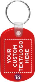 DISCOUNT PROMOS Tag Soft Plastic Keychains - 10 pack - Customizable Text, Logo - Small Key Tag Chain For Staying Organized - Rubber Key Ring Keychain – Red