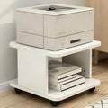 Under Desk Drawer Wooden 2 Tier Printer Shelf with Storage，Mobile Cart Wooden File Cabinets with Open Storage Shelf(White,19.7x15.7x11.0in)
