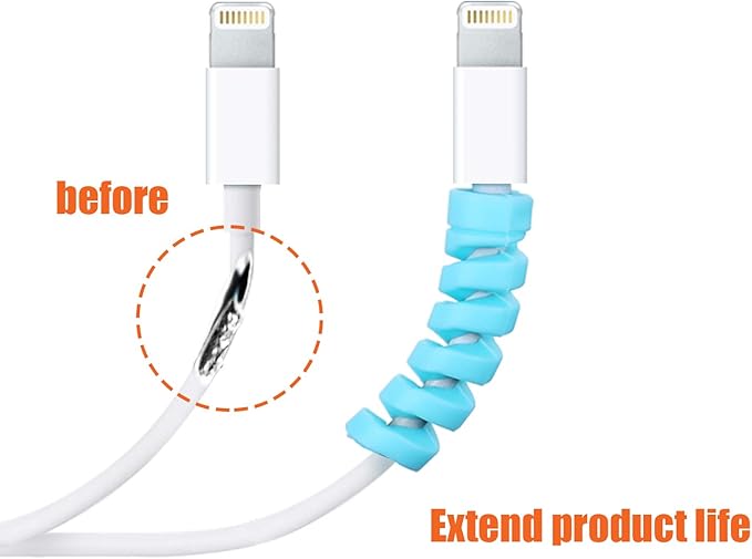 Jetec 24 Pcs Charger Cable Protector,Silicone Flexible Cable Saver,Spiral USB Mouse Wire Protector for Headphone Laptop Earphone Cell Phone Wrap Accessories (Black,Pink,Blue,Green)