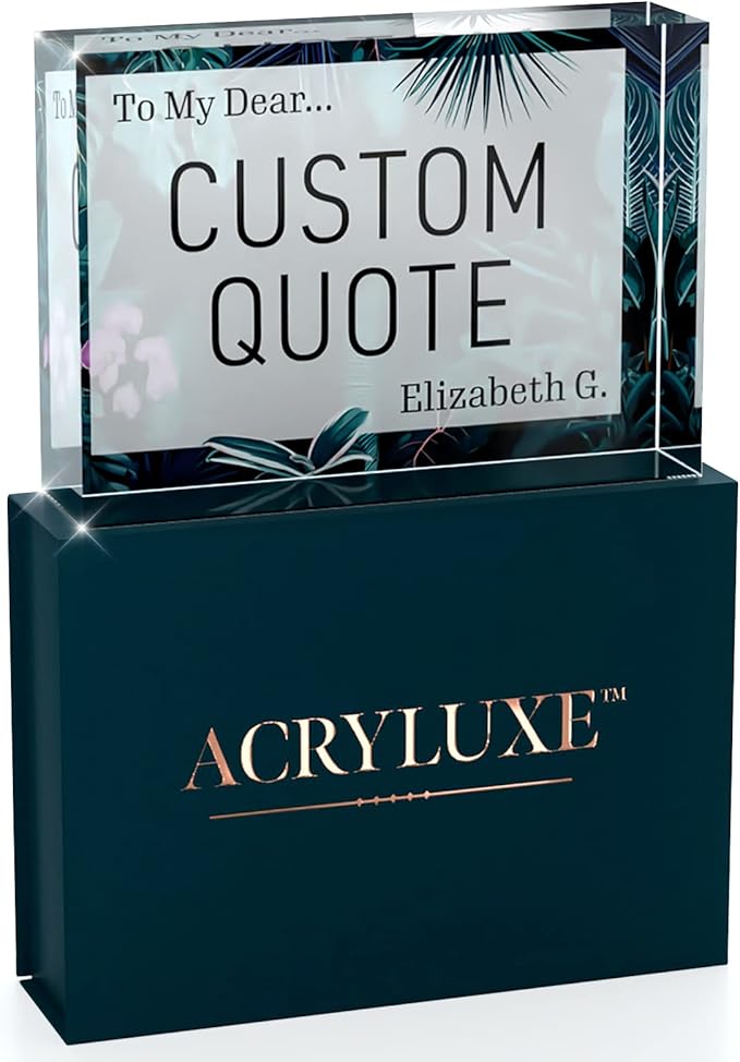Custom Acrylic Sign Personalized, Custom Desk Name Plate, 18 Styles, (5"x7"), With Gift Box, USA Made by Acryluxe. (Bouquet)