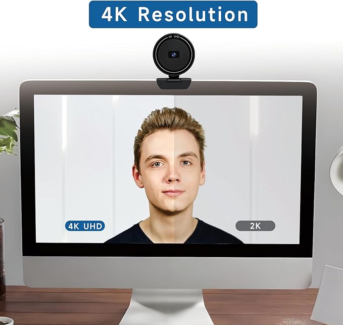 Combess 4K Webcam with Speaker & Microphone - 85° Wide Angle Web Camera for PC/Desktop, Auto Focus, Dual Noise Cancelling Mics, Privacy Cover, USB Plug-and-Play