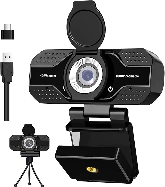 YOUPECK 4K 2K 1080P HD Webcam with Microphone, Noise Cancellation, Privacy Cover, Wide-Angle Lens, Auto Light Correction, Plug & Play USB Webcam for Laptop, Desktop, PC, Zoom, Skype, Stream