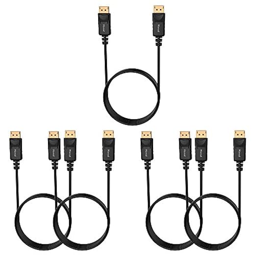 4K DisplayPort to DisplayPort Cable, 6 Feet, 5 Pack, Gold-Plated High Speed Display Port DP Cable 1.2 (4K@60Hz, 2K@144Hz) for Computer, Desktop, Laptop, PC, Monitor, Projector & More
