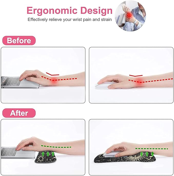 LATEEFAH Mouse Pad with Wrist Rest, 3-in-1 Gaming Mouse Pad, Keyboard Wrist Rest, Ergonomic Memory Foam Mousepad with Wrist Support for Computer Keyboard