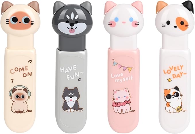 JUDENMEY Retractable White Correction Tape,Cute Cat Paw Correction Tape Pens, Mini Aesthetic Pen Shaped White Applicator with Easy to Use Out Tape for Back to School Office Supplies(6Pcs)