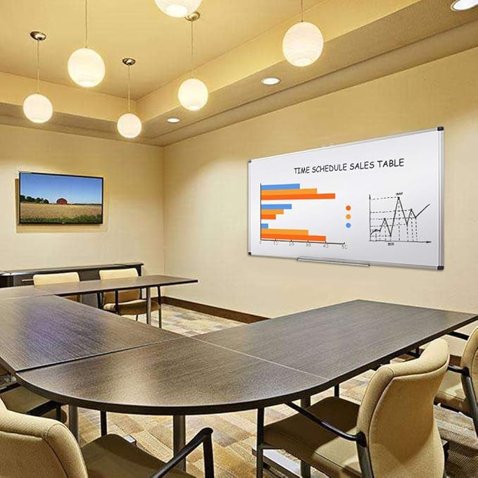XIWODE magnetic dry erase board, wall-mounted whiteboard, 36 x 72 inches, silver aluminum alloy frame, durable, smooth surface, easy to write and clean, large writing board