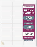 NextDayLabels 2.63x1 Inch Rectangle Stickers White Blank Labels for Laser Inkjet Printer - 30 Per Sheet Self-Adhesive Address Mailing Name Tags Made in USA - 750 Labels