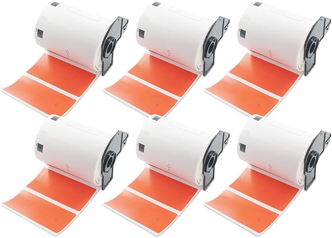 BETCKEY - Large Multi-Purpose Labels Replacement for Brother DK-1240 (4 in x 2 in), Compatible with Brother QL Label Printers [6 Rolls/3600 Labels, Red]