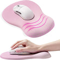 Ergonomic Mousepad with Wrist Rest Pink, Wrist Rest for Mouse Pad, Memory Foam with Massage Design, Non-Slip PU Base for Office and Home