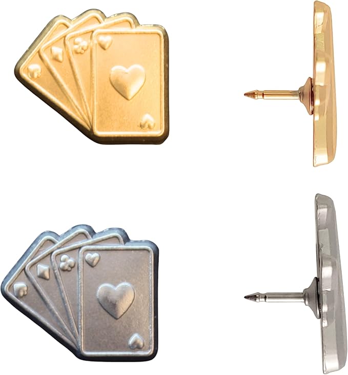 Playing Cards Push Pins - Gold Deck of Cards Map Pins for Cork Boards, Maps, or Lapel Use - Designed in USA - Set of 20