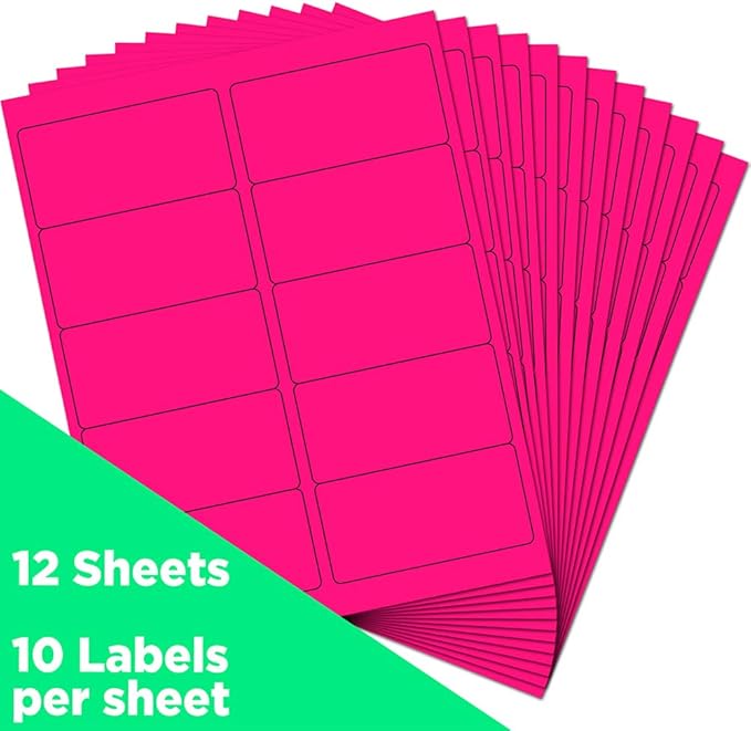 JAM PAPER Shipping Address Labels - Standard Mailing - 2 x 4 - Neon Fluorescent Pink - 120/Pack