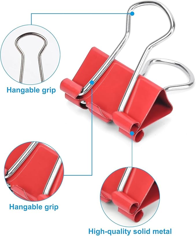 Konilaomu Small Clips Binder Clips 0.75 inch, Small Paper Clips for Office (48 Pcs) (Mixed Color)