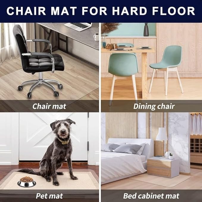 SHAREWIN Office Chair Mat for Hard Wood Floors - 30"x48" Heavy Duty Anti-Slip Hardwood Floor Protector Rug - Easy Clean