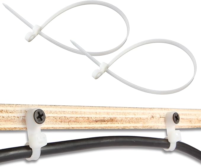 120 PCS 7.5 Inch Plastic Zip Ties with Screw Holes, Heavy Duty Mountable Cable Ties, UV Resistant Electrical Zip Ties for Indoor & Outdoor (White)