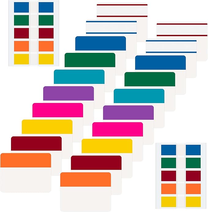 BukSuk 600 Pieces Tabs 2'' Sticky Tabs, Writable and Repositionable File Tabs Flags Colored Page Markers Labels for Reading Notes, Books and Classify Files, 22 Sets 10 Colors