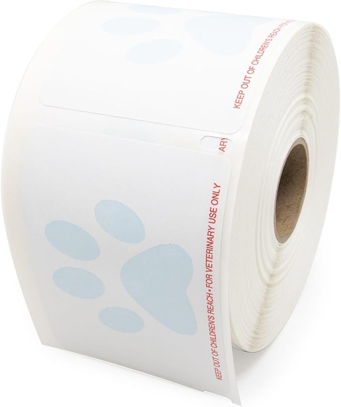 Veterinary Prescription Labels with Paw Print & Warning - LabelValue Brand - 2-⅛ x 2-¾ | Compatible with Dymo 450 LabelWriters and Earlier Models - “Keep Out of Children's Reach” - Warning, Caution