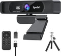 Spedal 4K Webcam with Tripod, Wide Angle 120° USB Webcam, Sony 1/2.8" Sensor, Dual Microphones, Remote Control, Auto Focus for Video Conferencing, Online Meetings, Streaming, Zoom & Teams