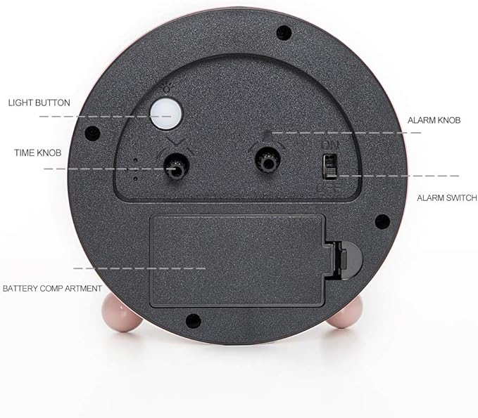 Super Silent Metal Alarm Clock,Beep Wake Round Alarm Clock with Night Light,Battery Operated,Easy Set,Simple & Retro for Desk, Bedroom and Home Decoration(Pink)