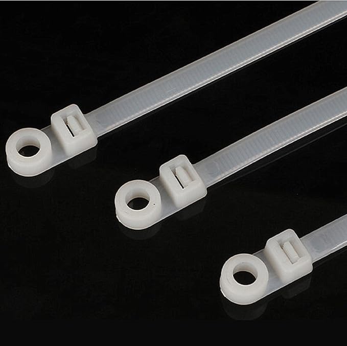 Zip Ties with Screw Hole 150 Pcs, 6 inch 48lbs Electrical Cable Ties Straps, Mount Head Plastic Ties Multipurpose Heavy Duty Nylon Zip Tie for Indoor & Outdoor (6", White)