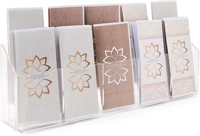 Displays2go Clear Acrylic Brochure Holder for Countertop or Wall, Literature Rack Use - 10 Lucite Pockets - 21-3/4"w x 7-1/4"h