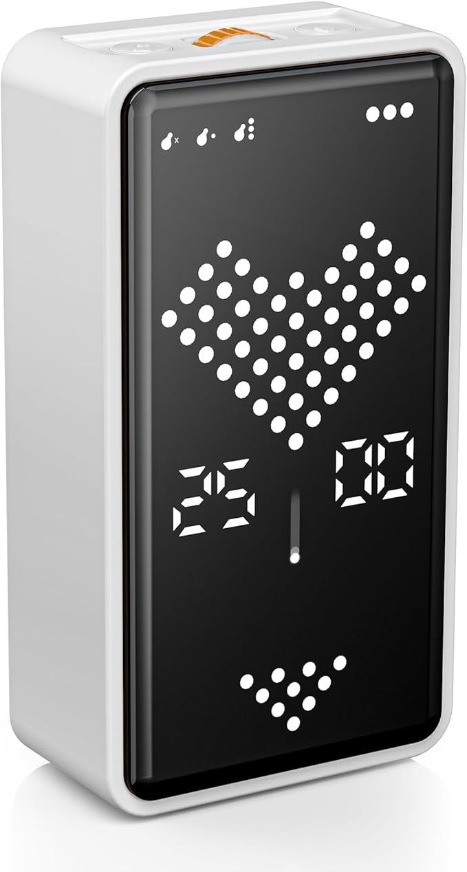 Digital Hourglass Timer, Rechargeable Magnetic Visual Timer with Large LED Display, Adjustable Volume for Classroom, Cooking, Fitness, Baking, Kids Learning & Teaching (White)