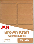 JAM PAPER Shipping Address Labels - Rectangular - 1 1/3 x 4 - Brown Kraft - 126/pack