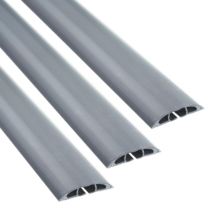 D-Line 6ft Floor Cord Covers 3-Pack (18ft Total Coverage), Cable Protector Case Pack, CC-4/3PK, Protect Cords and Prevent Trip Hazards, Gray (Pack of 3)
