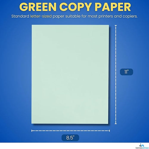 1InTheOffice Colored Copy Paper, Green Copy Printing Paper 8.5 x 11, Letter Size, Green, 20lb Density, (500 Sheets)