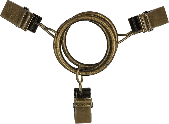 AMZSEVEN 44 Pack Metal Curtain Rings with Clips, Drapery Clips with Rings, Drapes Rings 1 inch Inner Diameter, Fits Diameter 5/8 inch Curtain Rods, Vintage Bronze